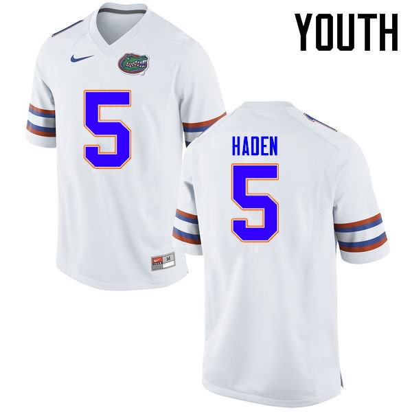 Youth NCAA Florida Gators Joe Haden #5 Stitched Authentic Nike White College Football Jersey XDR6265ZF